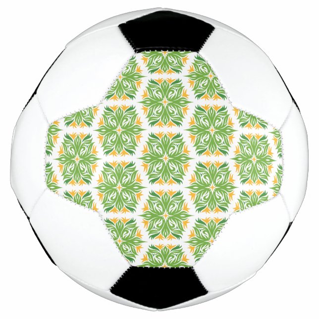 Green Flowers, Pattern Of Flowers, Floral Pattern Soccer Ball (Front)