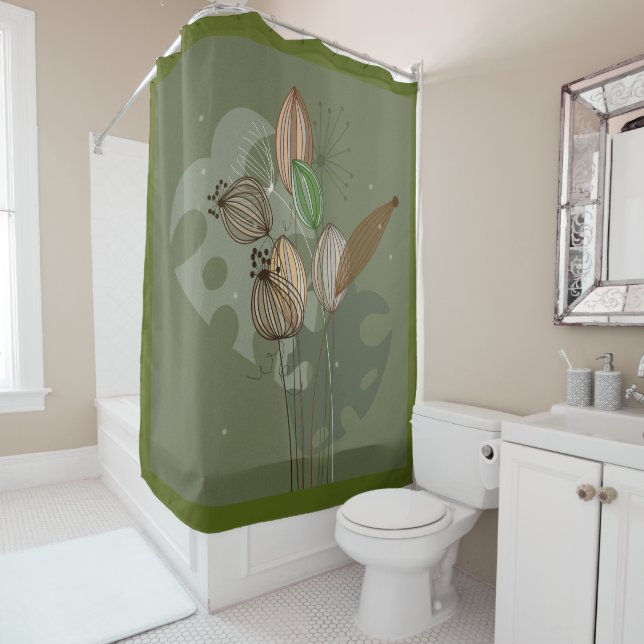 Green flowers shower curtain (In Situ)
