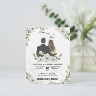Green flowers Wedding invitation