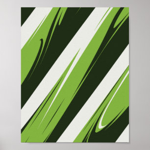 Green Flowing Abstract Stripes Poster