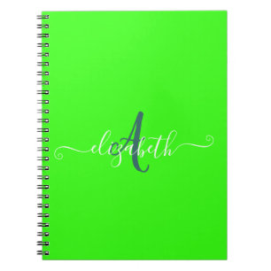 Green Fluorescent Neon Monogram Notebook