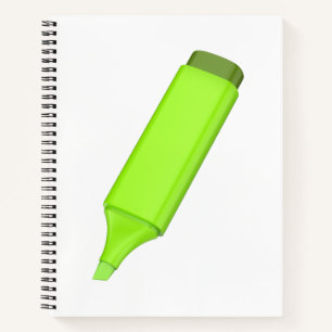 Green fluorescent pen notebook