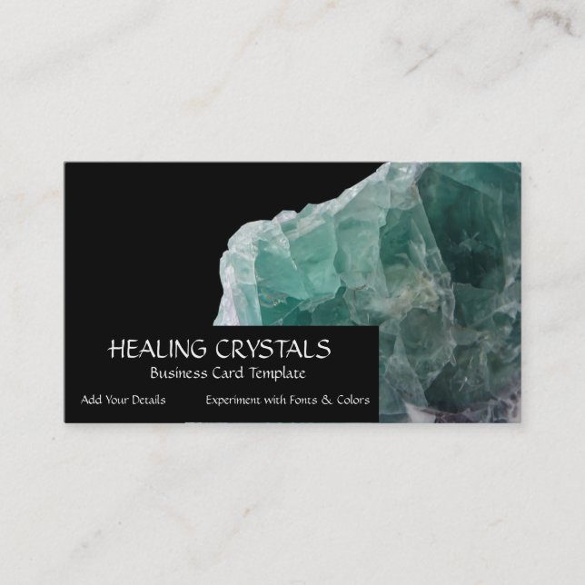 Green Fluorite Crystal Healing Crystals Business Card (Front)