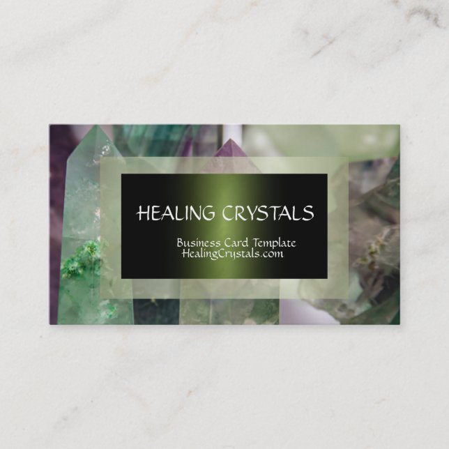 Green Fluorite Crystal Healing Crystals Business Card (Front)
