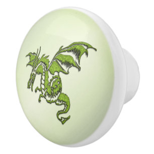 Green Flying Dragon Ceramic Knob