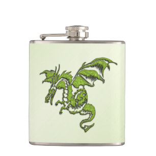 Green Flying Dragon  Hip Flask