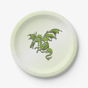Green Flying Dragon Paper Plate