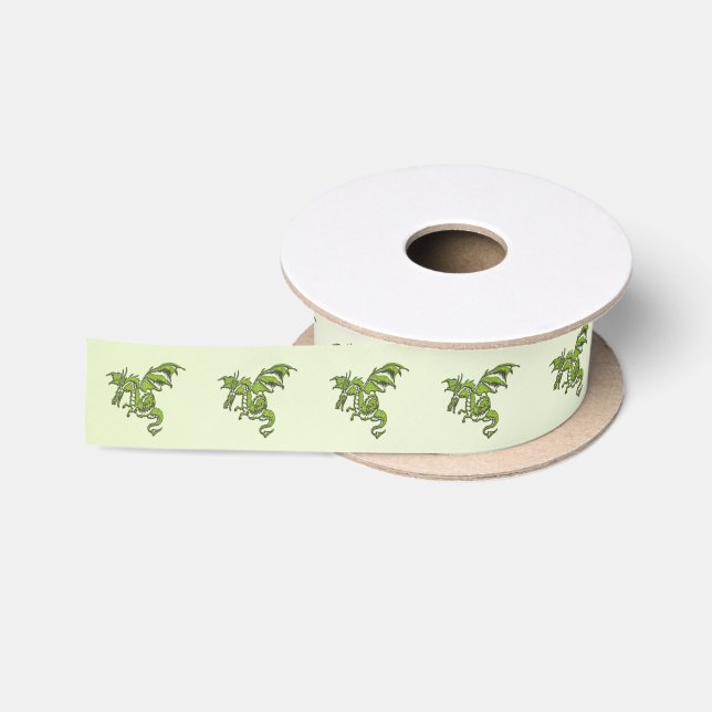 Green Flying Dragon  Satin Ribbon (Spool)