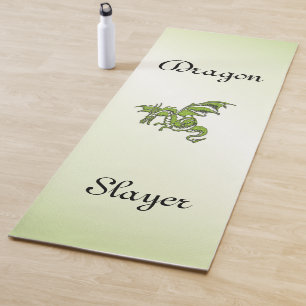 Green Flying Dragon Slayer Custom Text Yoga Mat