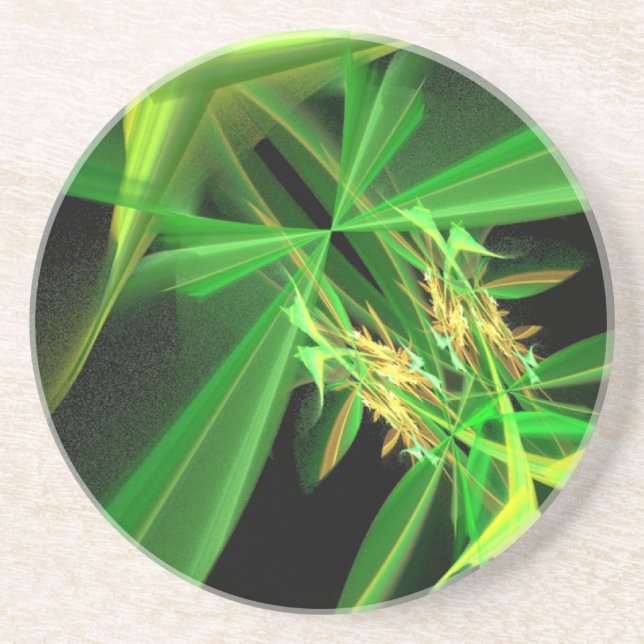 Green Flying Insect Abstract Coaster (Front)