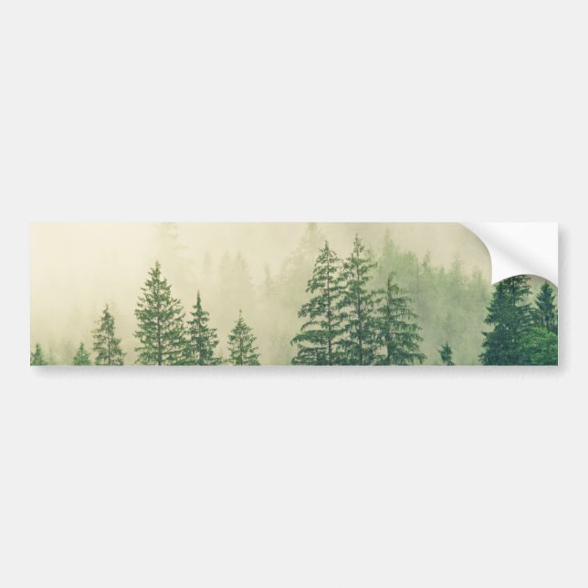 Green Foggy Rocky Mountains Colorado USA Adventure Bumper Sticker (Front)