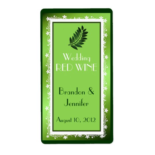 Green Foil Look Wedding Mini Wine Labels