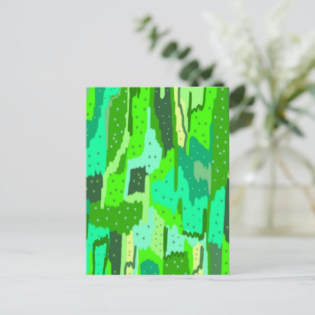 Green Foliage Abstract  Postcard (Standing Front)