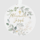 Green foliage, baby baptism Photo Acrylic Ornament