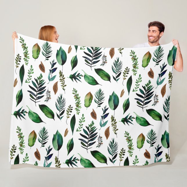 Green Foliage Botanical Nature  Fleece Blanket (In Situ)