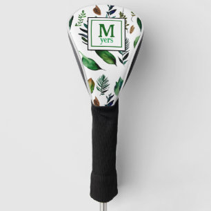 Green Foliage Botanical Nature Personalised Golf Head Cover