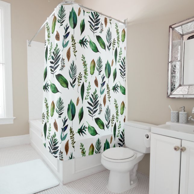 Green Foliage Botanical Nature  Shower Curtain (In Situ)