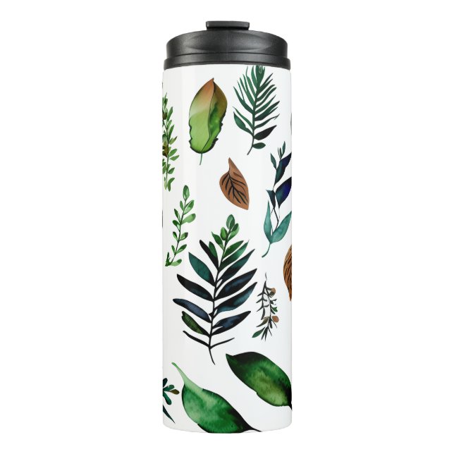 Green Foliage Botanical Nature  Thermal Tumbler (Front)