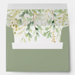 Green Foliage Botanical Pre-Printed Address 5x7 Envelope