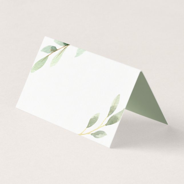Green Foliage Botanical Table Place Card (Front)