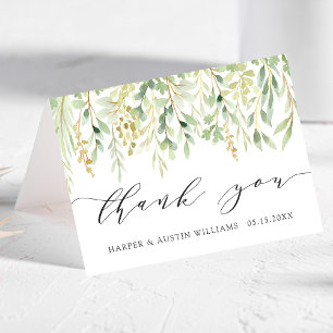 Green Foliage Botanical Thank You Folded Card