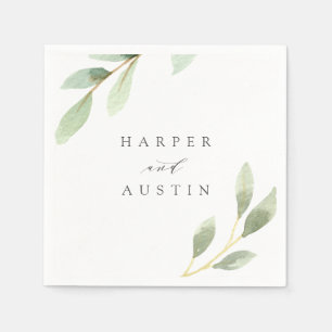 Green Foliage Botanical Wedding Napkin