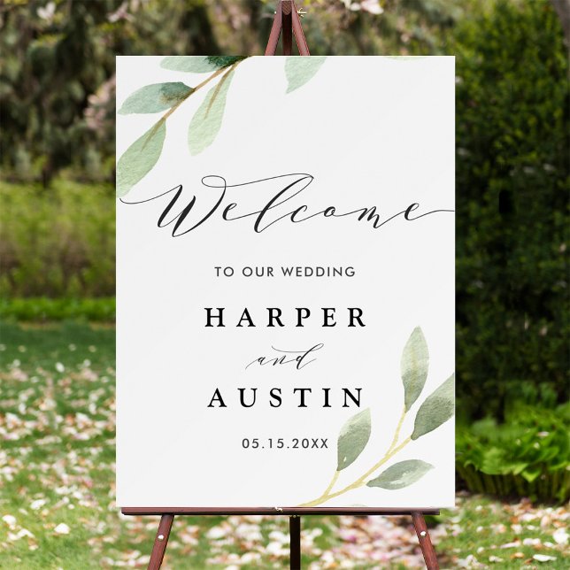 Green Foliage Botanical Wedding Welcome Poster (Creator Uploaded)