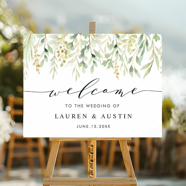 Green Foliage Botanical Wedding Welcome Sign (Creator Uploaded)