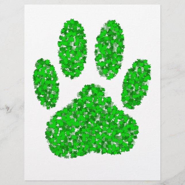 Green Foliage Dog Paw Print (Front)