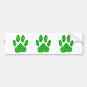 Green Foliage Dog Paw Print Bumper Sticker