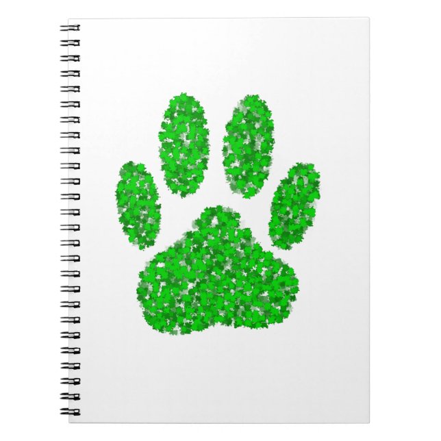 Green Foliage Dog Paw Print Notebook (Front)