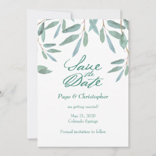 Green Foliage Eucalyptus Leaves Save the Date