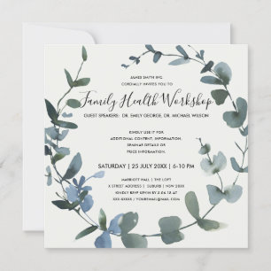 GREEN FOLIAGE EUCALYPTUS WREATH  WORKSHOP EVENT INVITATION