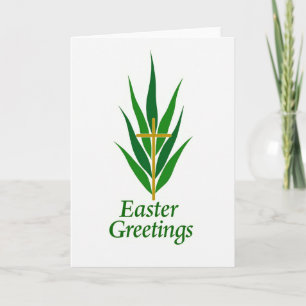 Green Foliage Golden Cross Card