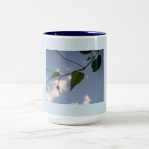 Green Foliage in Deep Blue Sky Two-Tone Coffee Mug