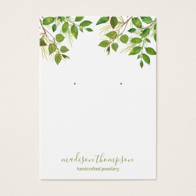 Green Foliage Jewellery Earring Display (Front)