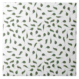 Green foliage leaf pattern (6 x 6) seamless ceramic tile