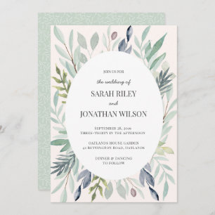 Green Foliage Leafy Wedding invitation