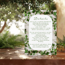 Green Foliage Minimalist Wedding Enclosure Card