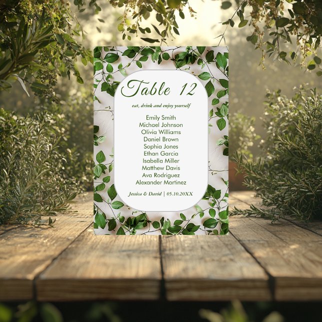 Green Foliage Minimalist Wedding Seating Card  (Creator Uploaded)