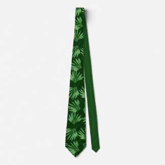 Green Foliage Palm Tree Leaves Pattern Tie