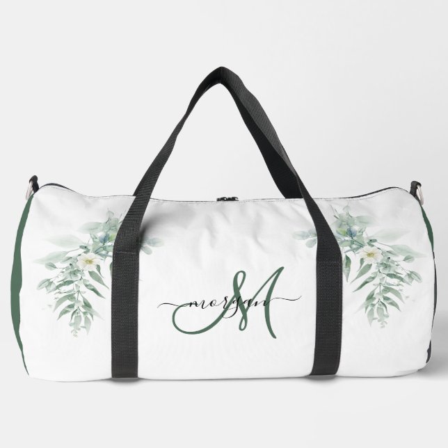 Green Foliage Personalised Gym Duffel Bag (Front)