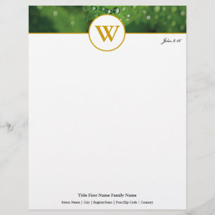 Green Foliage Raindrops JOHN 3:16 Custom Letterhead