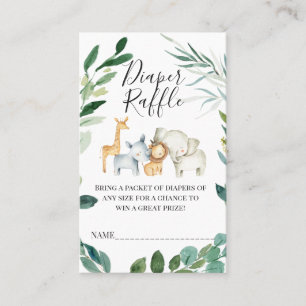 Green Foliage Safari Animals Diaper Raffle Insert