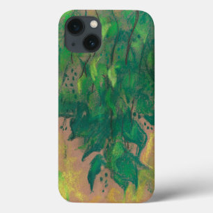 Green foliage, soft pastel life sketch tree branch iPhone 13 case