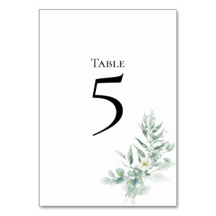 Green Foliage Table Number Card