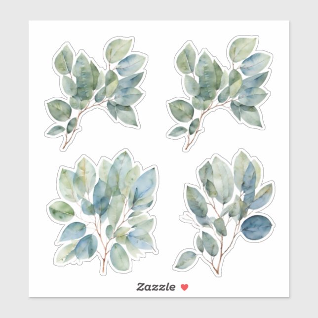 Green foliage watercolor eucalyptus  (Sheet)