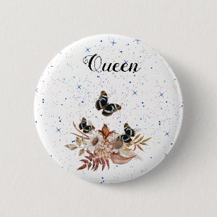 Green Foliage Watercolor Flowers 6 Cm Round Badge
