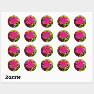 Green Foliage Watercolor Flowers  Classic Round Sticker