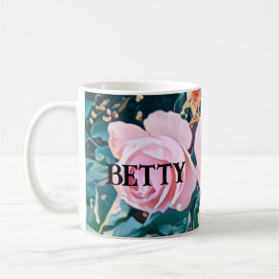 Green Foliage Watercolor Flowers Coffee Mug